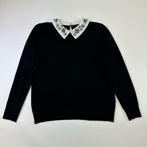Crystal jewel collar knit top Large Multicoloured crystals